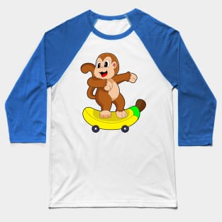 Monkey Banana Skater Skateboard Baseball T-Shirt